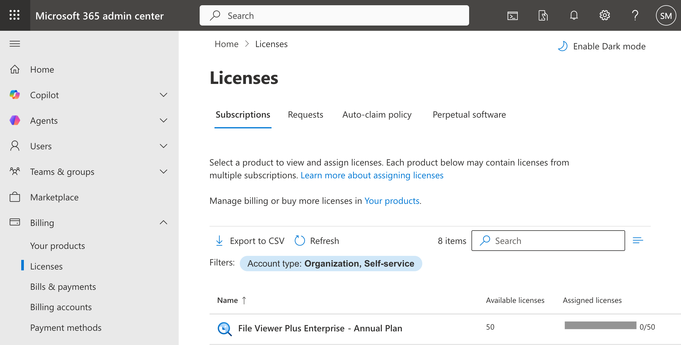 Microsoft 365 admin center License Assignment