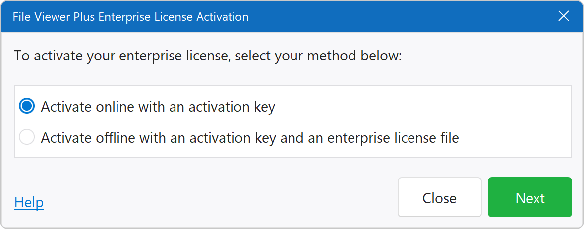 Enterprise License Activation Window