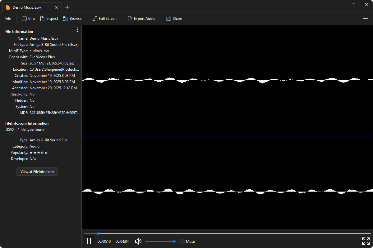 8SVX file open in File Viewer Plus 6