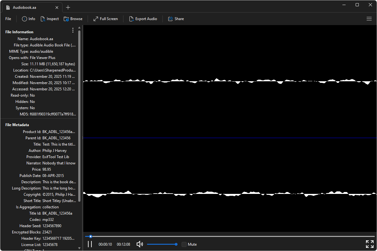 AA file open in File Viewer Plus 6