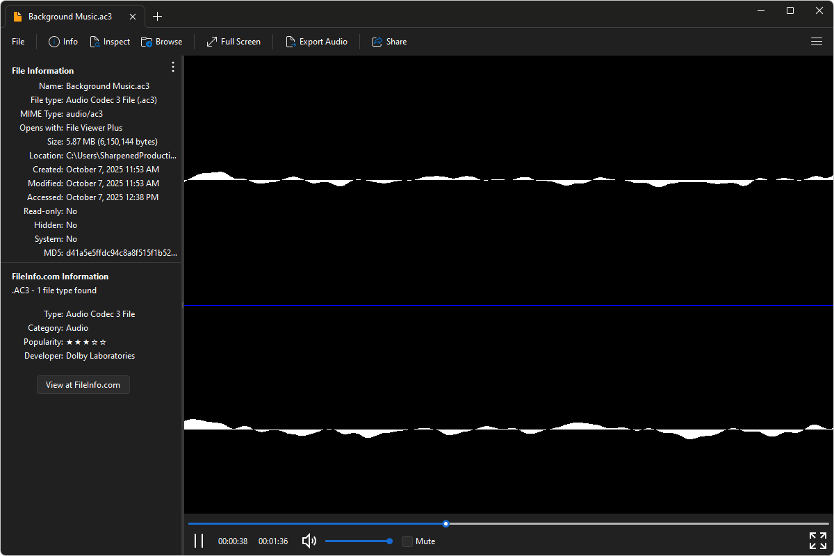AC3 file open in File Viewer Plus 6