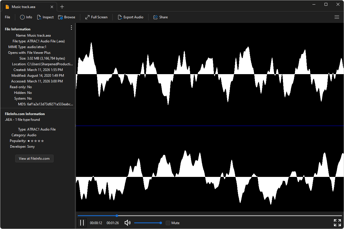 AEA file open in File Viewer Plus 6