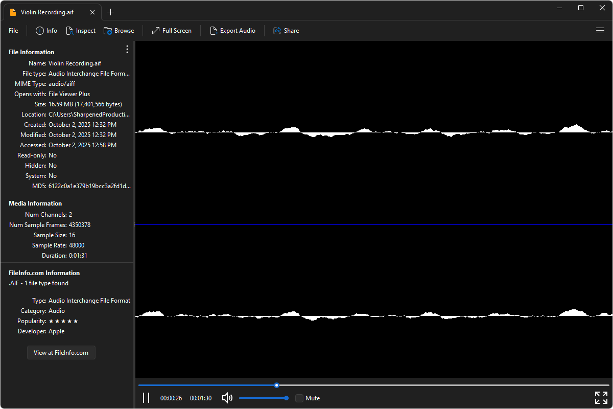 AIF file open in File Viewer Plus 6