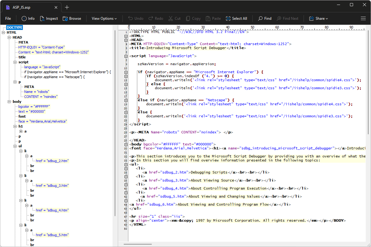 ASP file open in File Viewer Plus 6