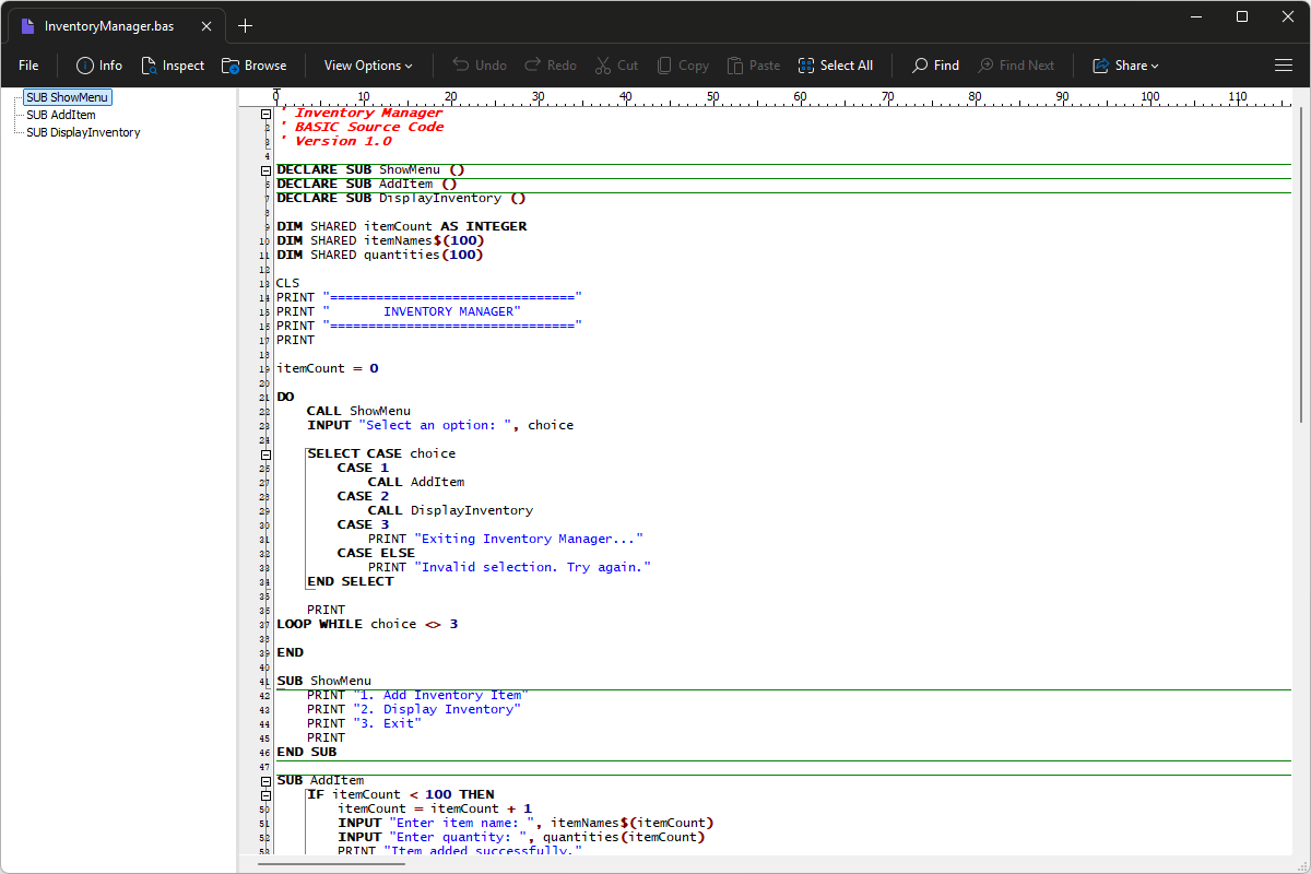 BAS file open in File Viewer Plus 6