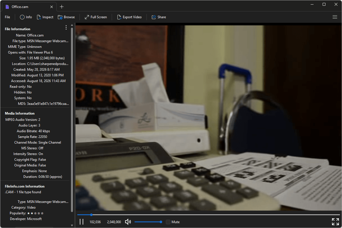 CAM file open in File Viewer Plus 6