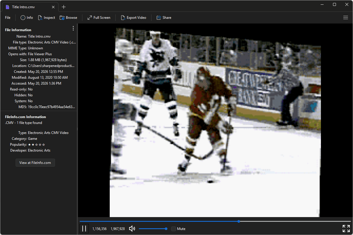 CMV file open in File Viewer Plus 6