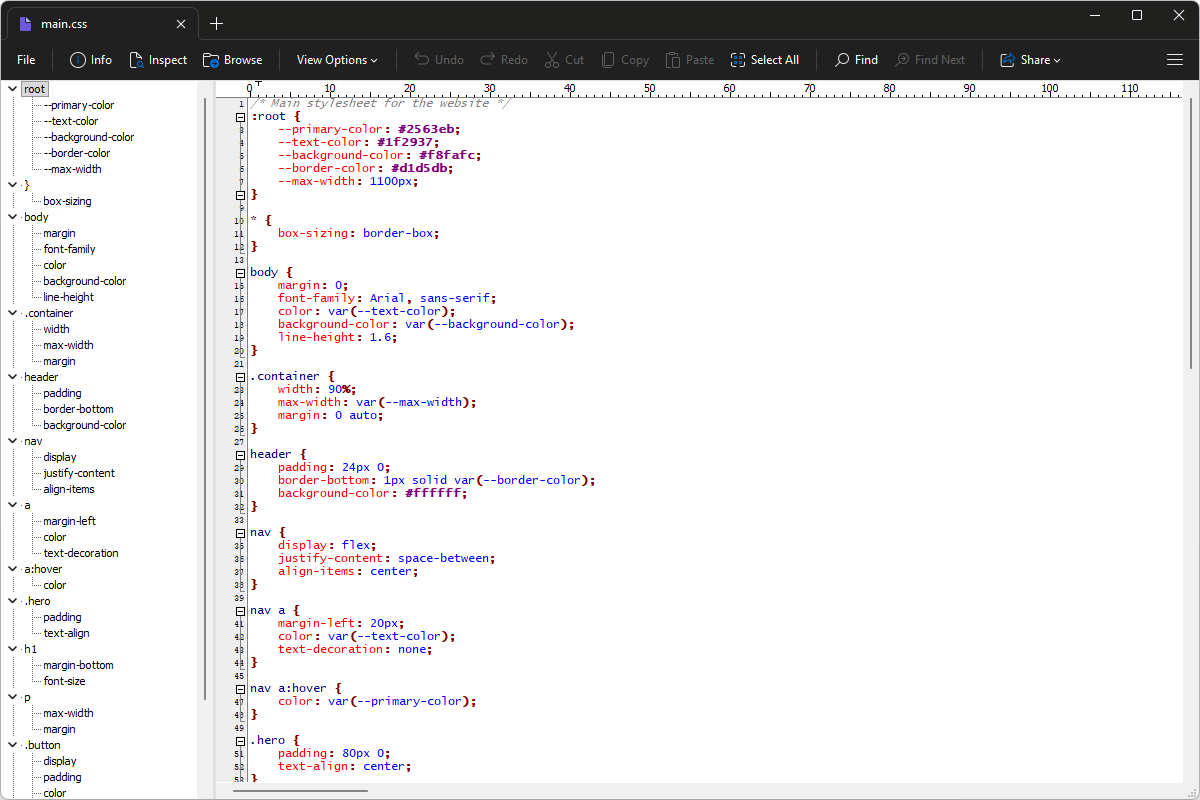 CSS file open in File Viewer Plus 6