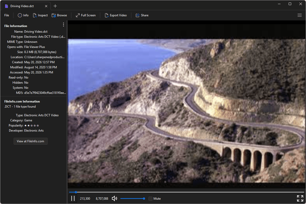 DCT file open in File Viewer Plus 6
