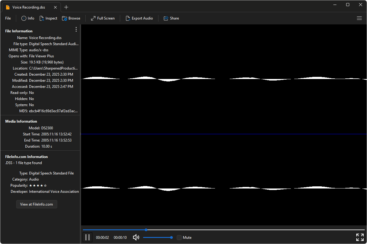 DSS file open in File Viewer Plus 6