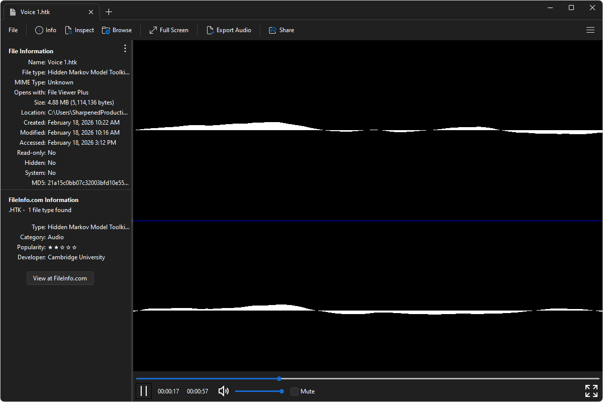 HTK file open in File Viewer Plus 6