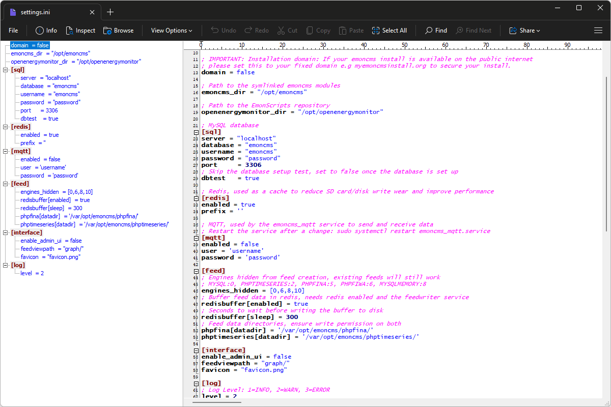 INI file open in File Viewer Plus 6
