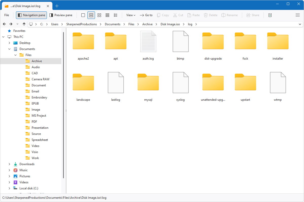 ISO file open in File Viewer Plus 6