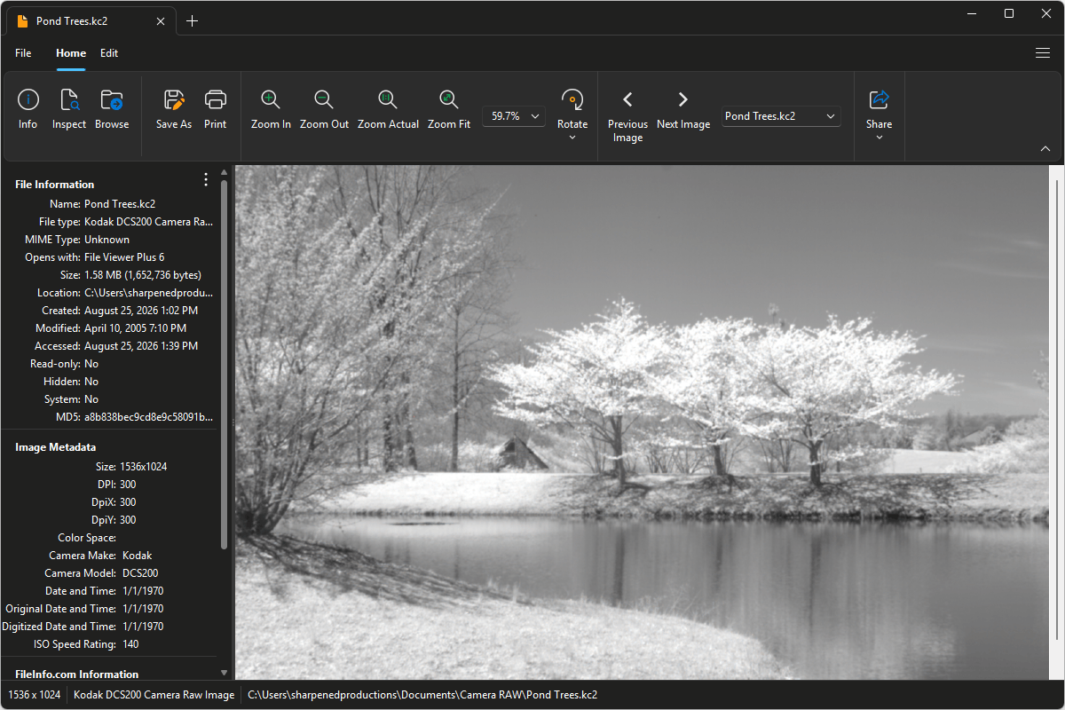 KC2 file open in File Viewer Plus 6