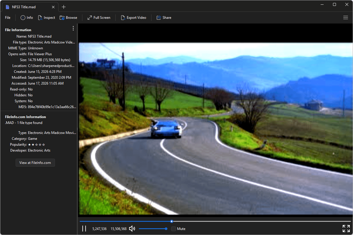MAD file open in File Viewer Plus 6