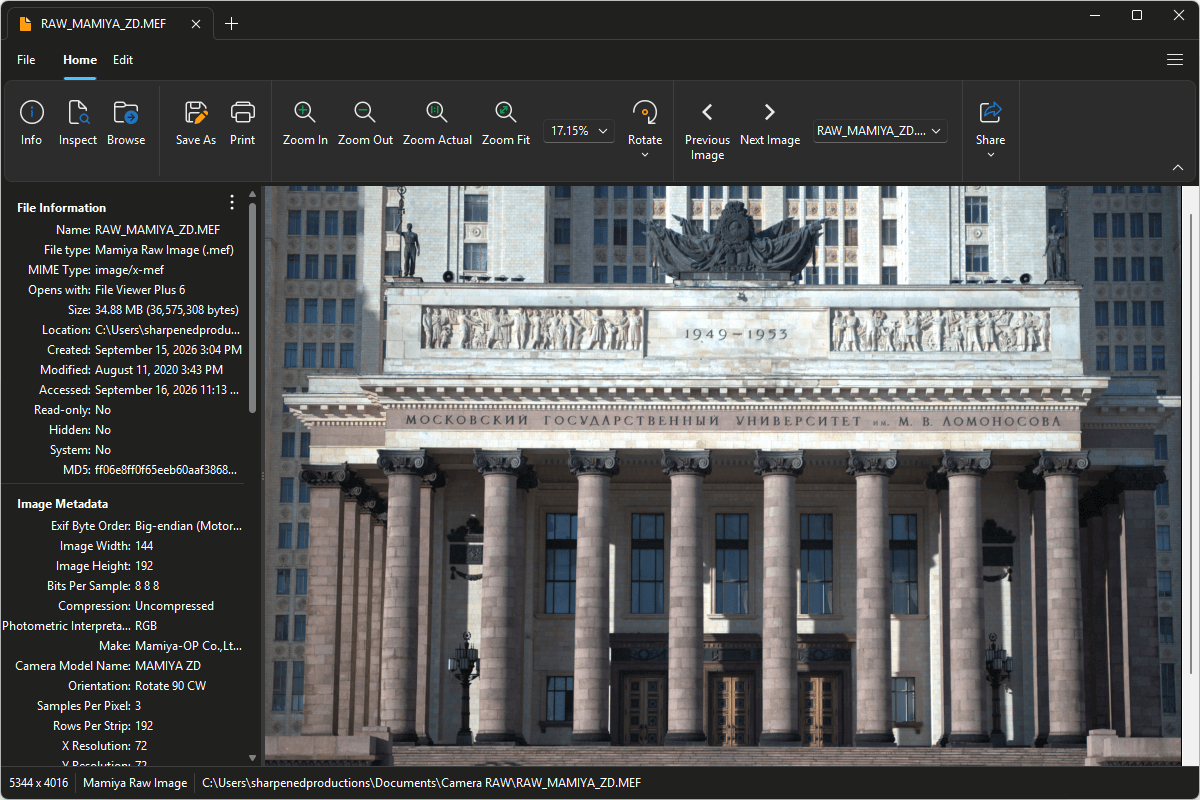 MEF file open in File Viewer Plus 6