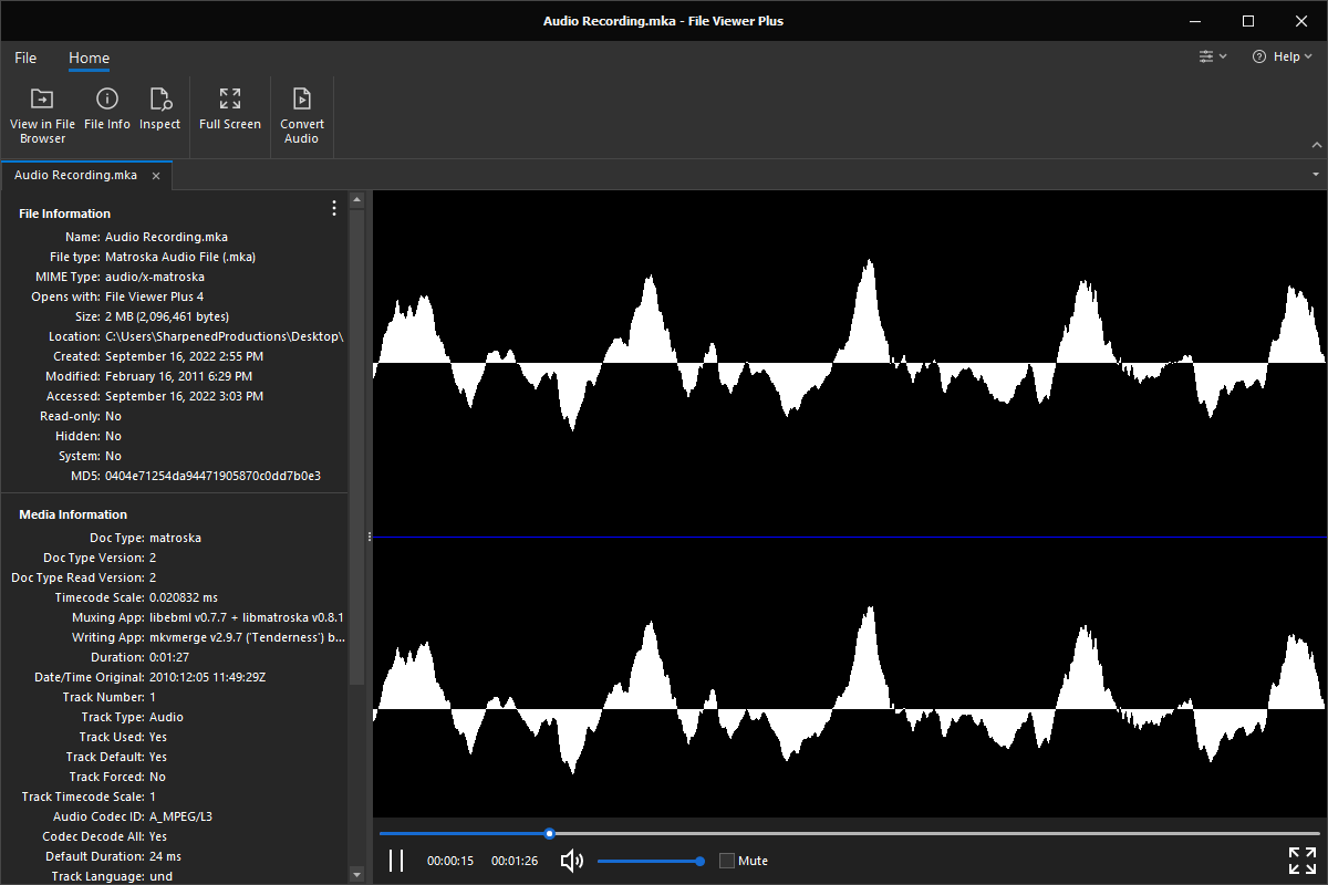 MKA file open in File Viewer Plus 4