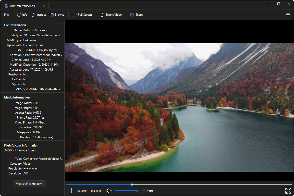 MOD file open in File Viewer Plus 6