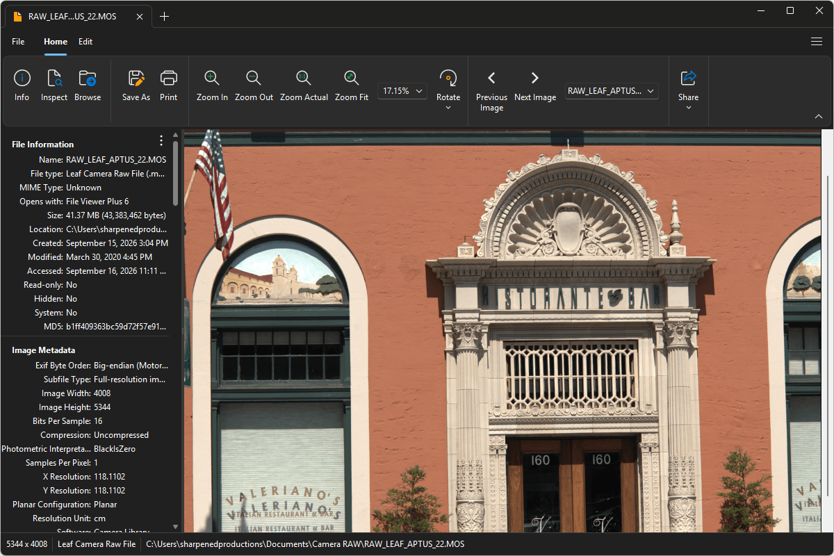 MOS file open in File Viewer Plus 6