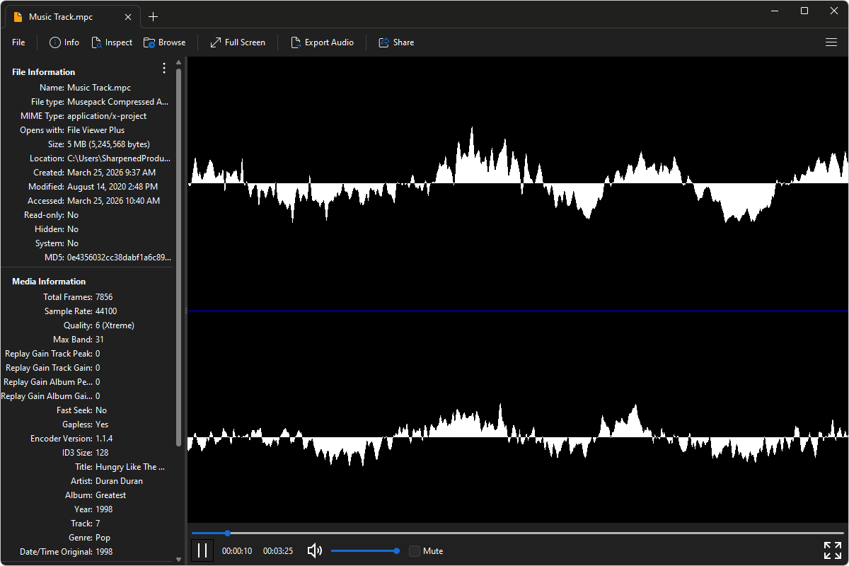 MPC file open in File Viewer Plus 6