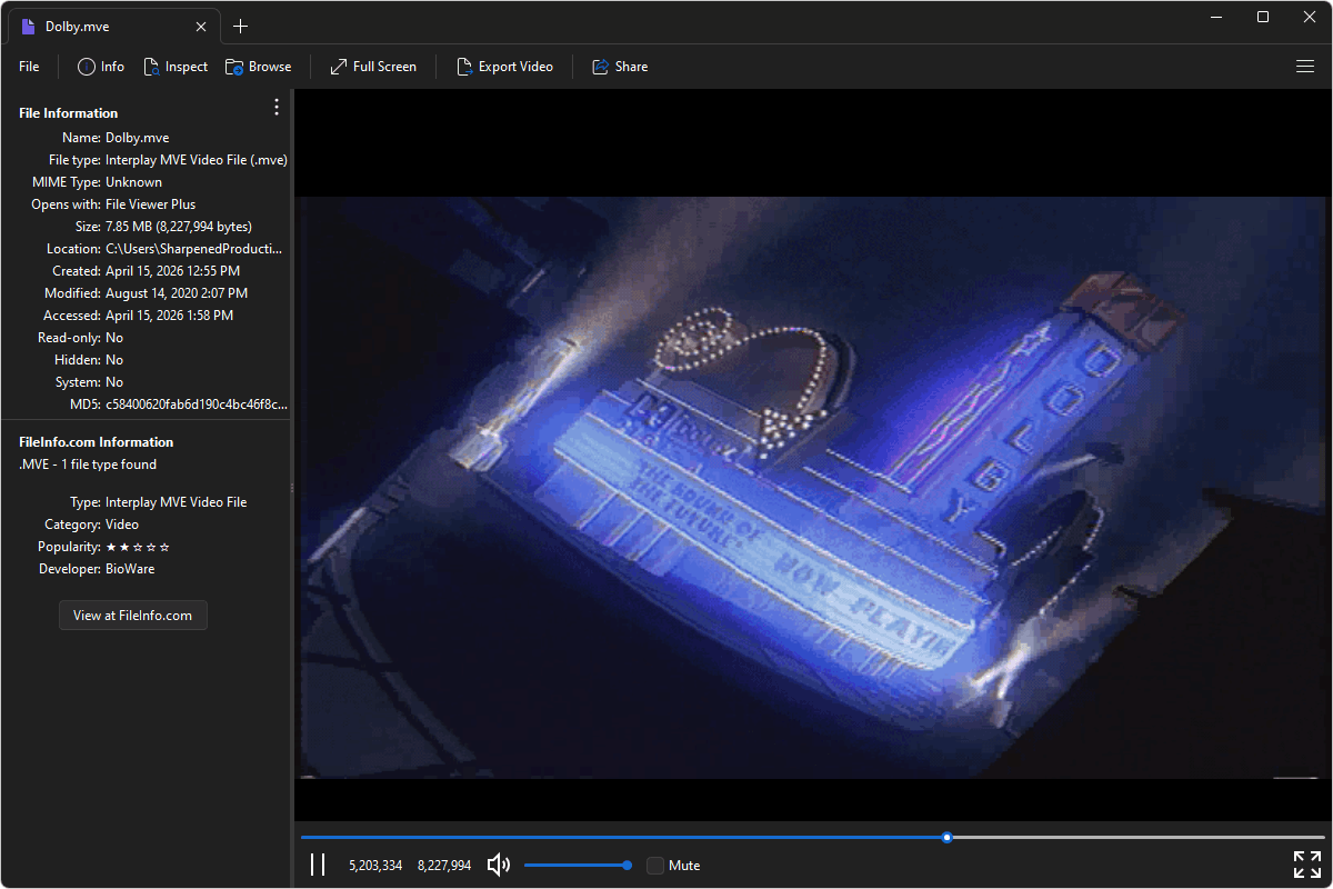 MVE file open in File Viewer Plus 6