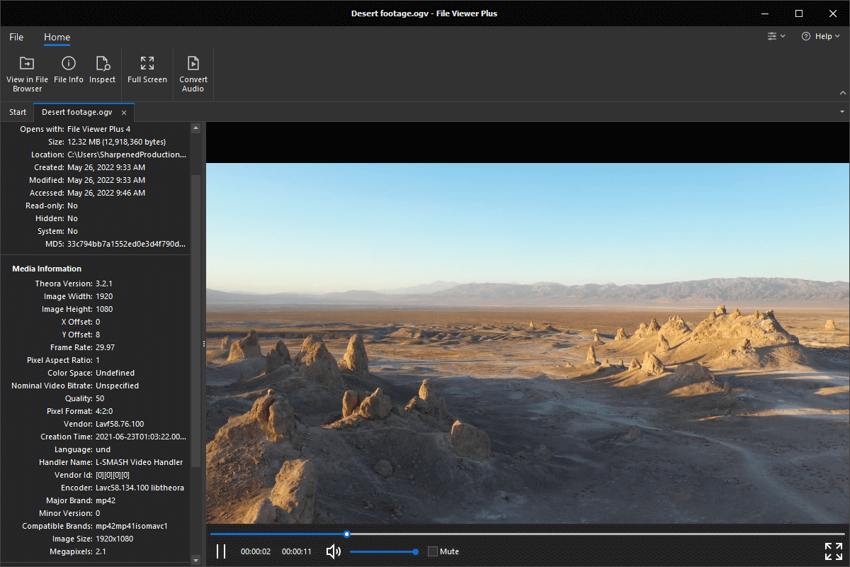 OGV file open in File Viewer Plus 4