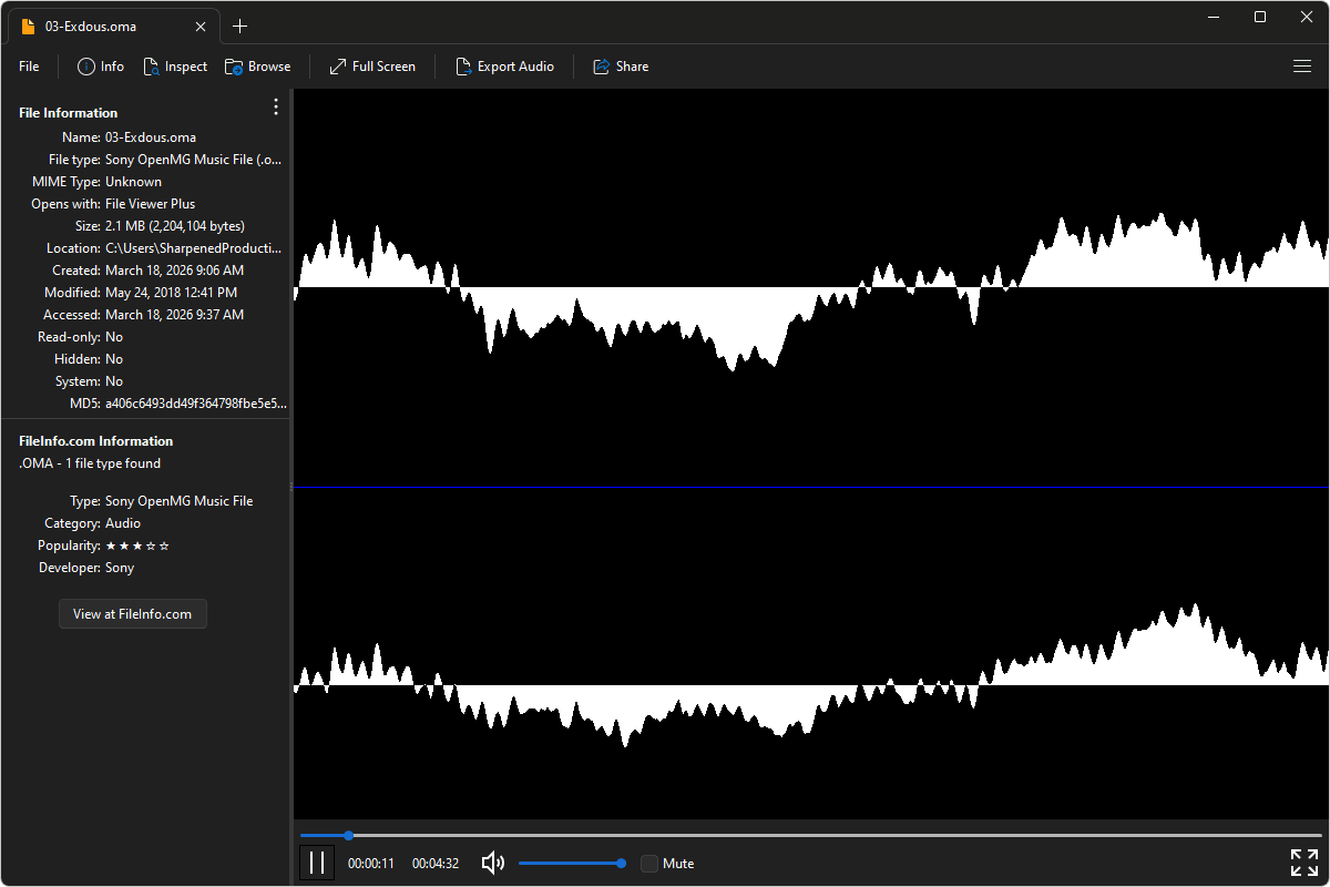 OMA file open in File Viewer Plus 6