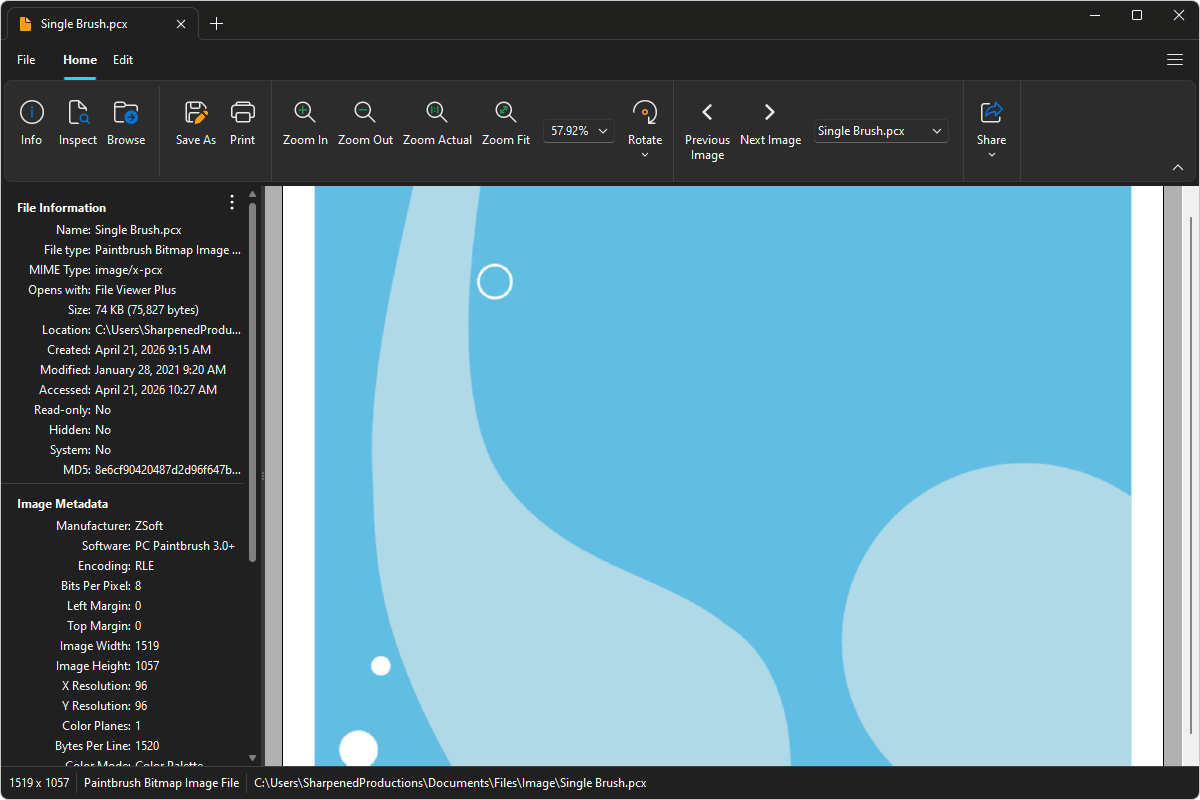 PCX file open in File Viewer Plus 6