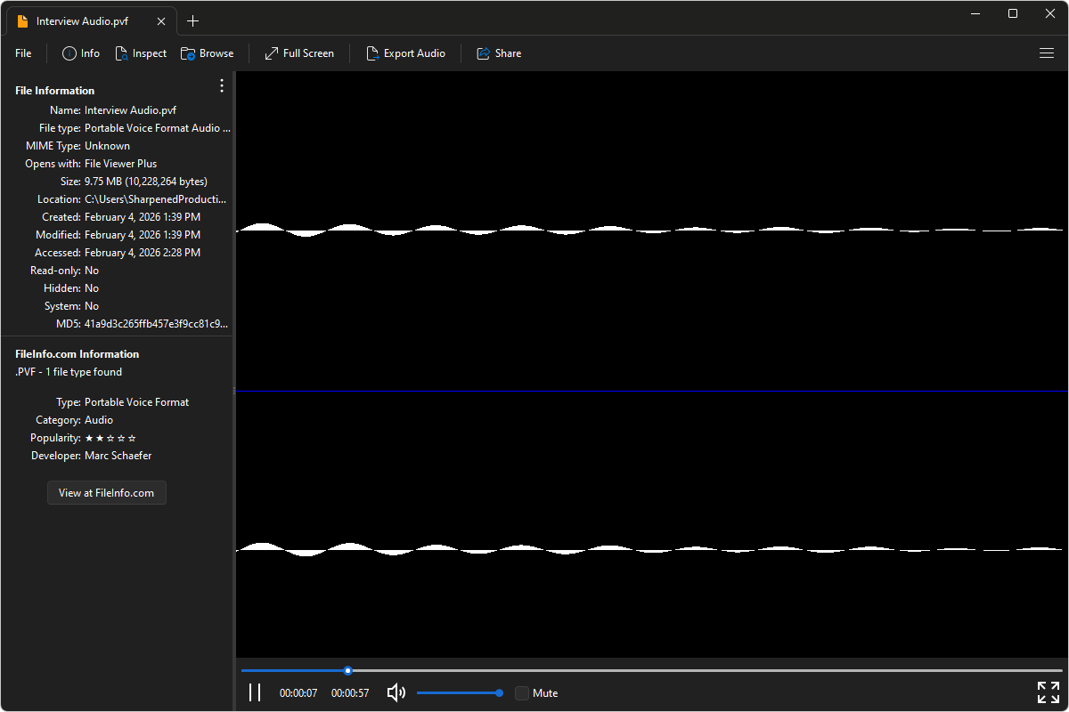 PVF file open in File Viewer Plus 6