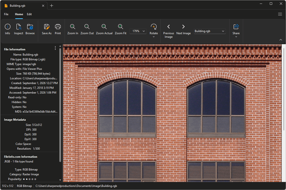 RGB file open in File Viewer Plus 6