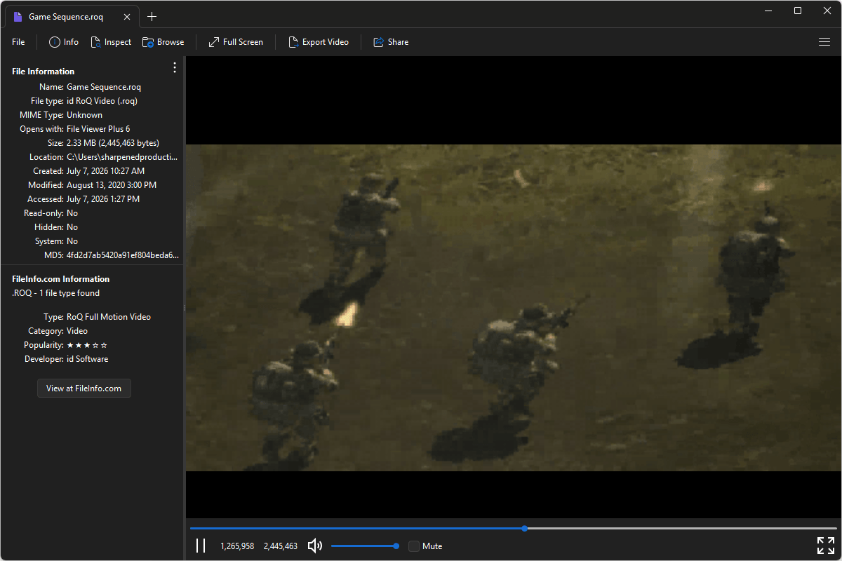 ROQ file open in File Viewer Plus 6