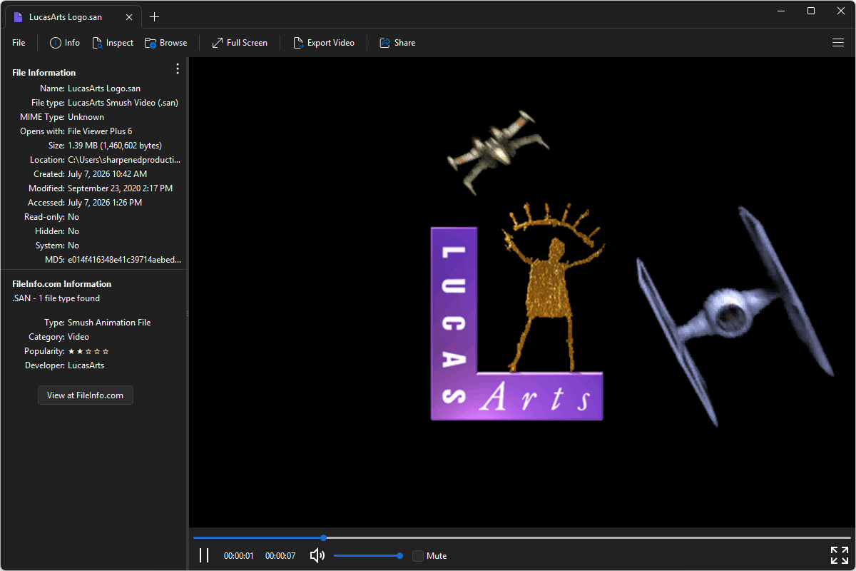 SAN file open in File Viewer Plus 6