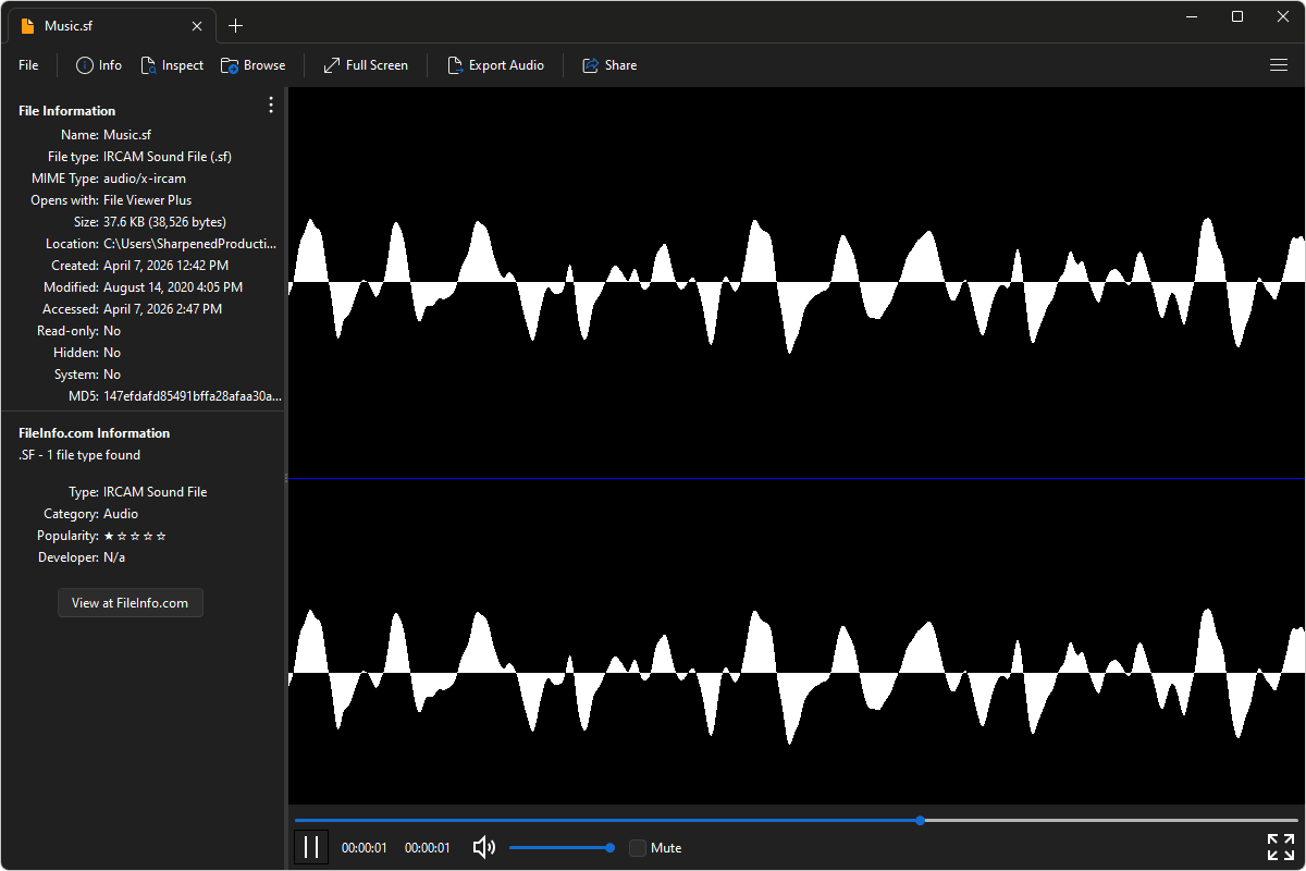 SF file open in File Viewer Plus 6