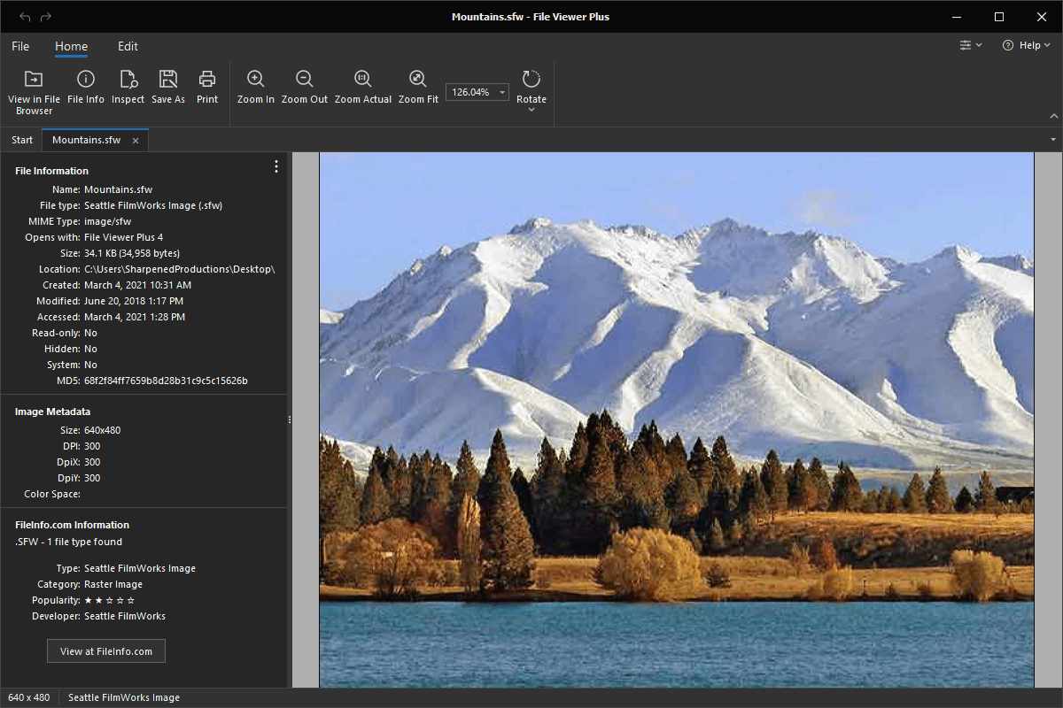 SFW file open in File Viewer Plus 4