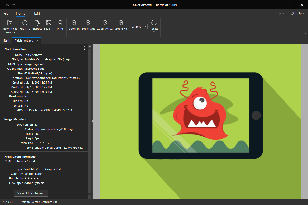 SVG file open in File Viewer Plus 4
