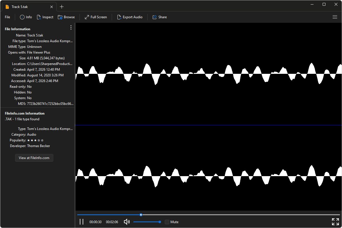 TAK file open in File Viewer Plus 6