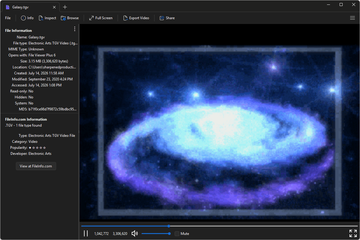 TGV file open in File Viewer Plus 6