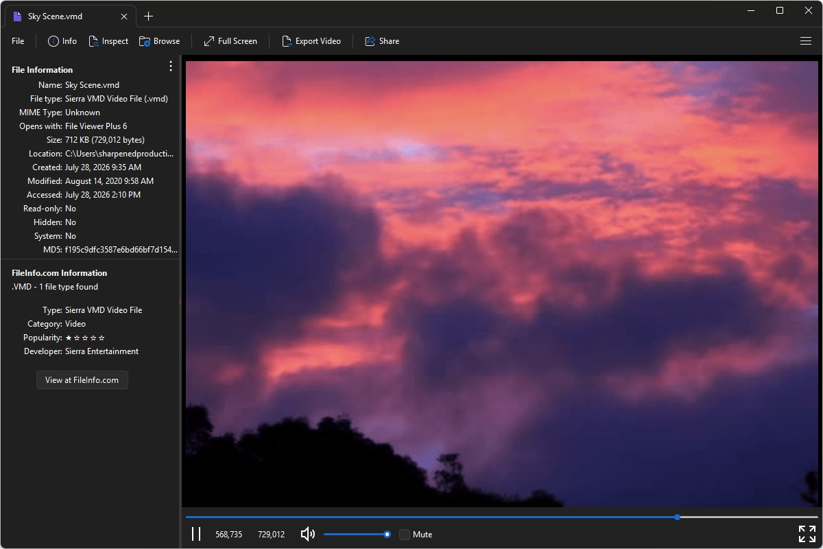 VMD file open in File Viewer Plus 6