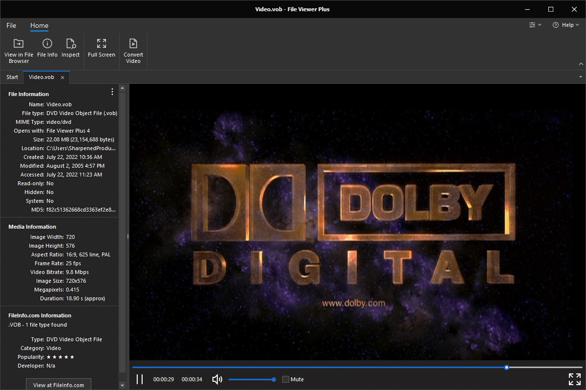 VOB file open in File Viewer Plus 4
