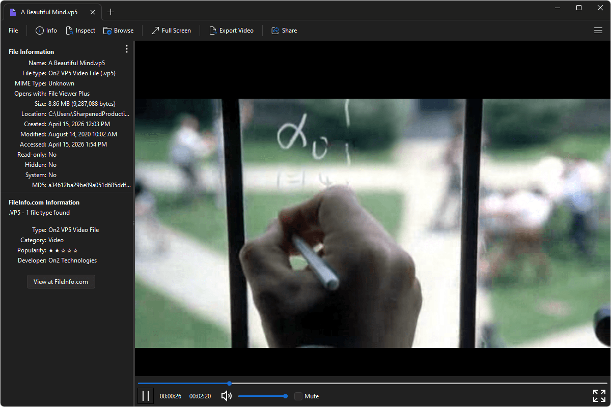 VP5 file open in File Viewer Plus 6
