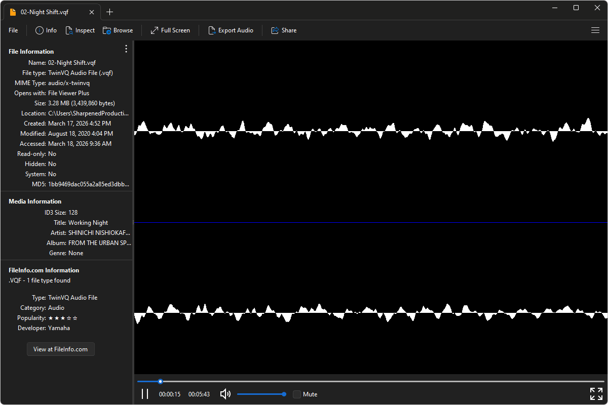 VQF file open in File Viewer Plus 6
