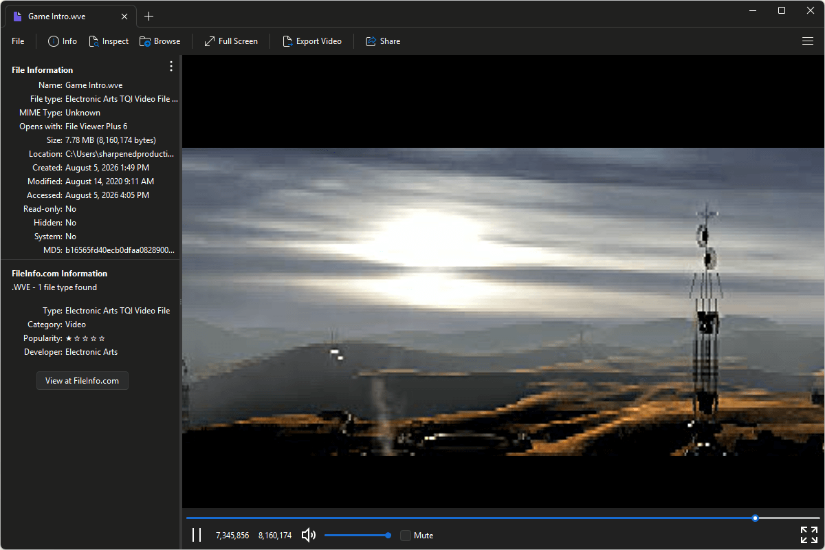 WVE file open in File Viewer Plus 6