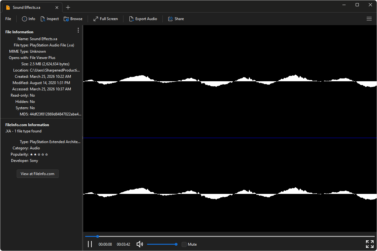 XA file open in File Viewer Plus 6