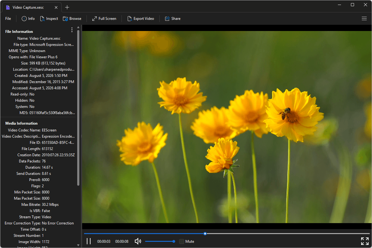 XESC file open in File Viewer Plus 6