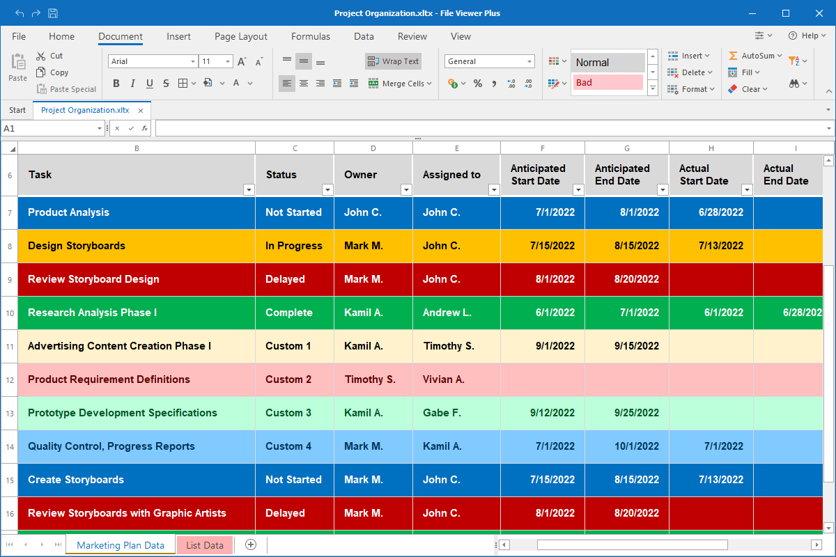 XLTX file open in File Viewer Plus 4