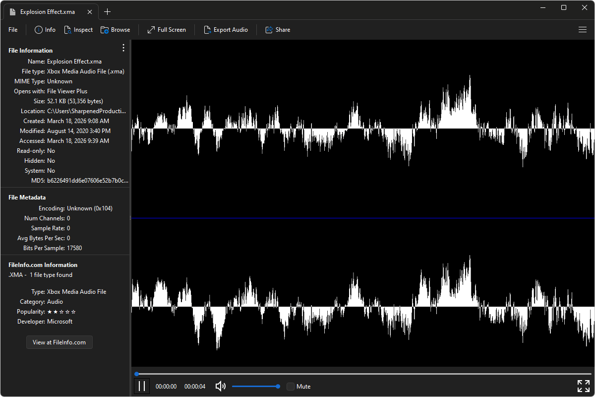 XMA file open in File Viewer Plus 6