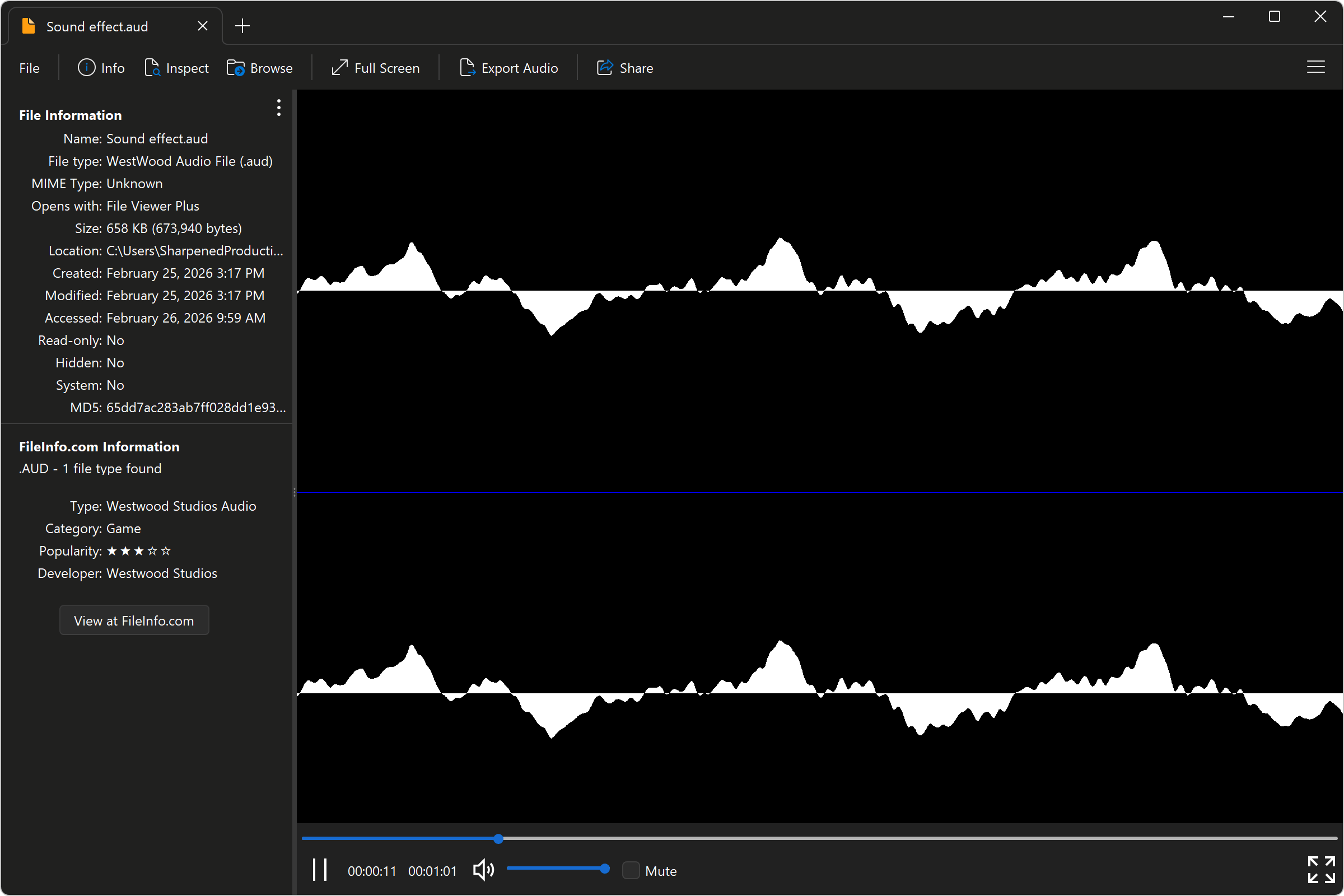Open .AUD Files with File Viewer Plus