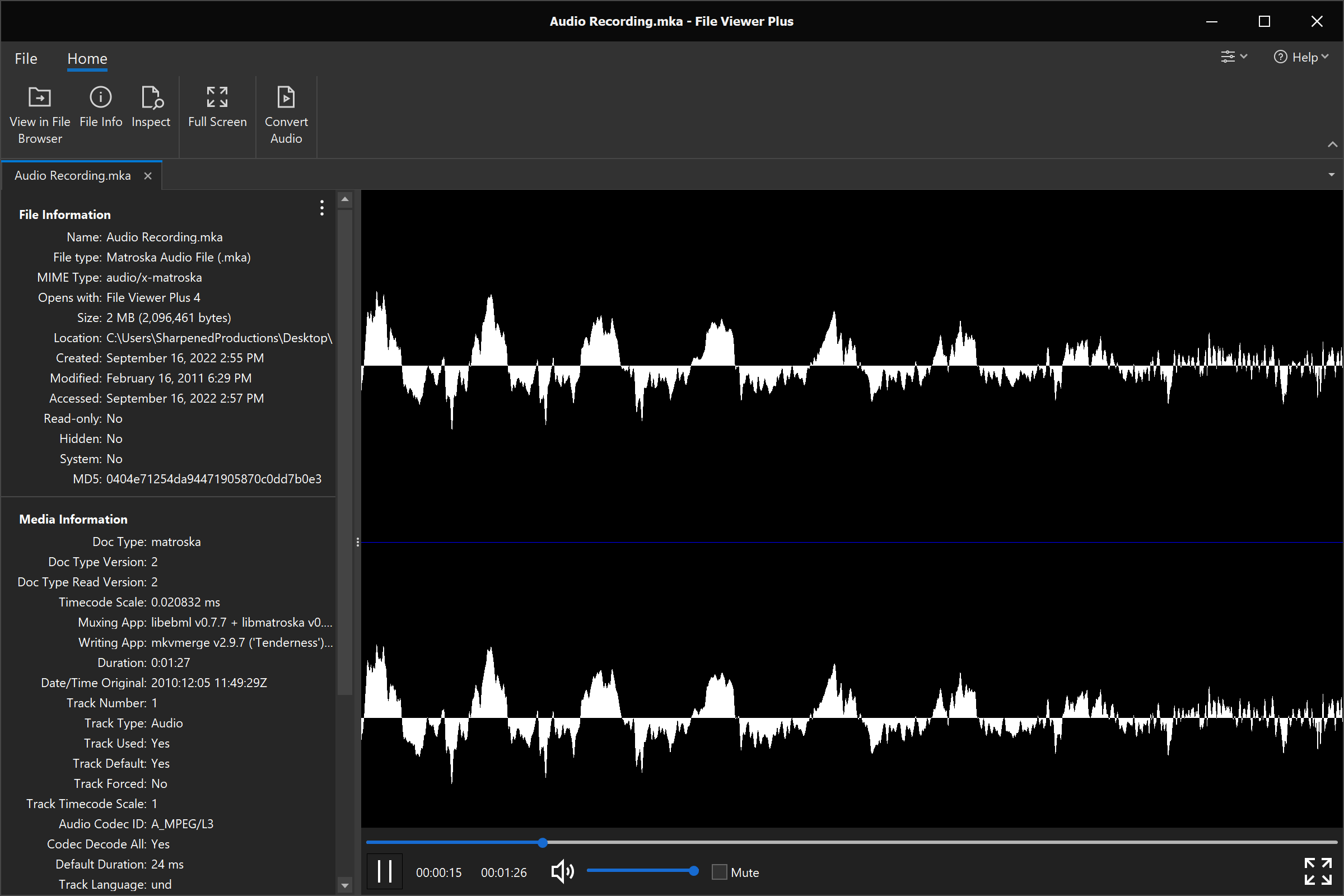 Open .MKA Files with File Viewer Plus