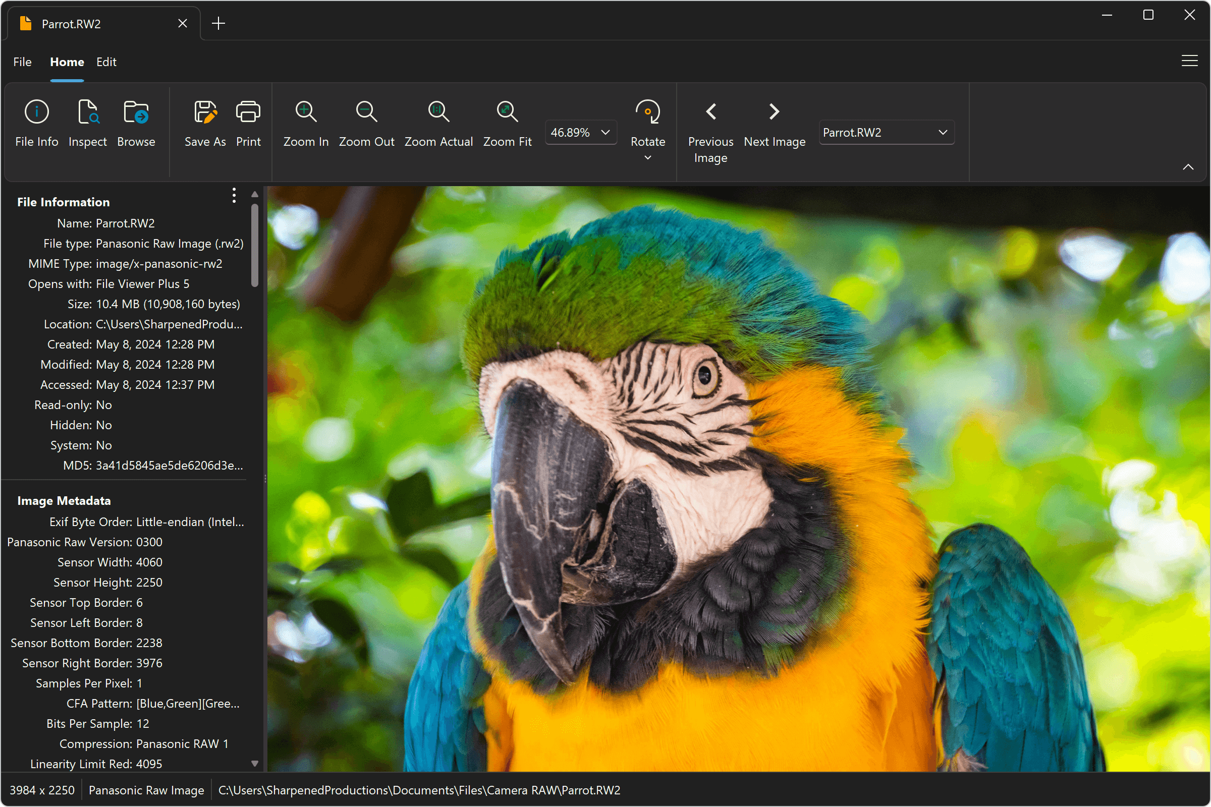 Open .RW2 Files with File Viewer Plus