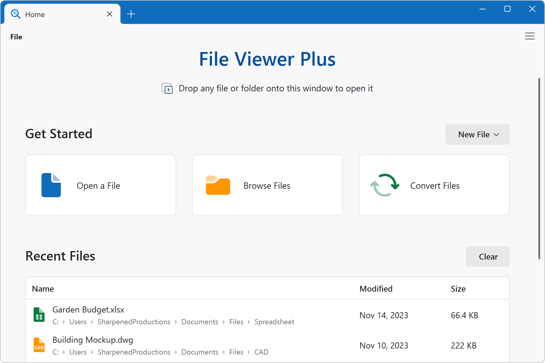 File Viewer Plus Home View